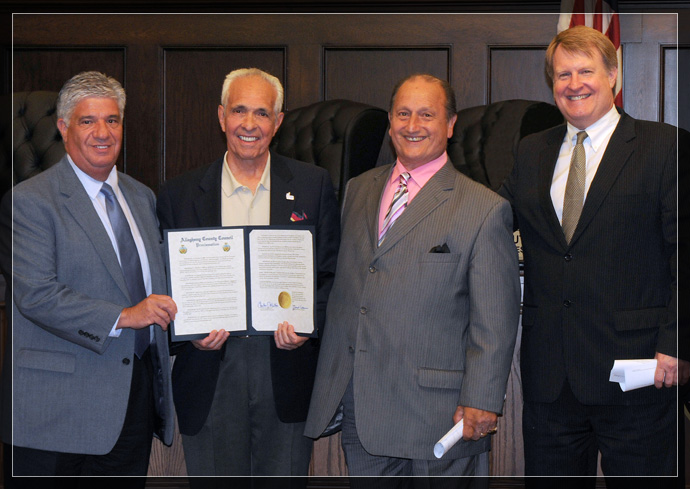 Senator Fontana, along with Joe Lagana, Founder & CEO of the Homeless Children?s Education Fund, accepts a proclamation from Allegheny County Councilman John DeFazio and County Executive Rich Fitzgerald at July 10th?s County Council meeting. 