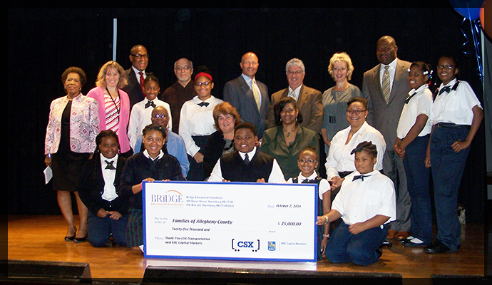 Senator Fontana participated in a check presentation ceremony hosted by the Bridge Educational Foundation at St. Benedict the Moor School in the Hill District on October 1st.