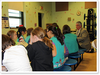 Senator Fontana speaks with Girl Scout Troop 54255 on January 18th at the West Liberty Elementary School.