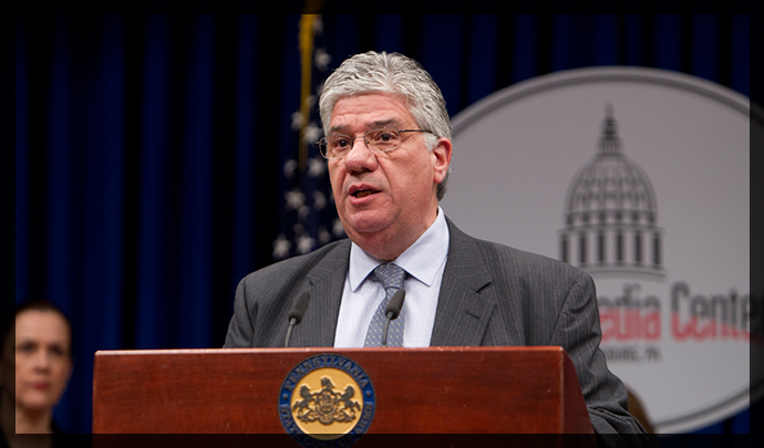 Senator Fontana speaks at a press conference on March 18th, where a bi-partisan group of senators announced a legislative package to overhaul Pennsylvania?s child protection laws.