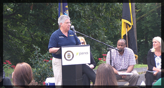 Senator Fontana speaks at grand opening of the Mackey Lofts project in Pittsburgh?s Uptown neighborhood on July 15th.