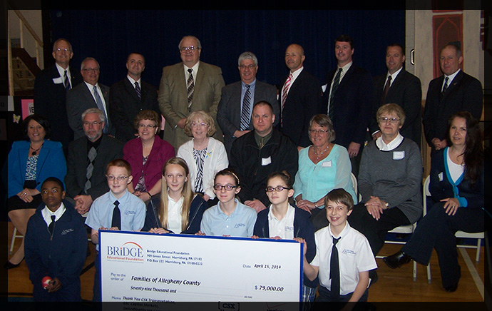 Senator Fontana attended a check presentation at Holy Trinity School on April 15th where $79,000 of scholarship money was donated to families in Allegheny County from Bridge Foundation, CSX Transportation, RBC Capital Markets, UnitedHealthcare Community Plan, and Verizon as part of the EITC Program.