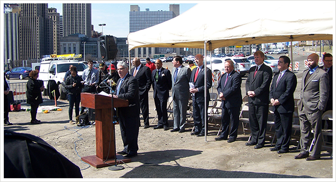 Senator Fontana was proud to serve as the master of ceremonies at the Groundbreaking Ceremony for Phase I of the Lower Hill Infrastructure Project on March 23rd on the site of the future home of U.S. Steel.