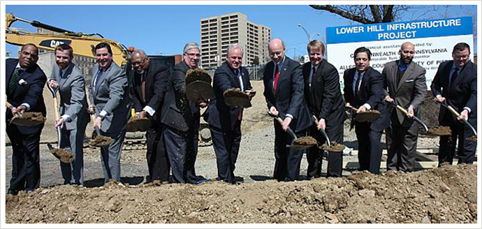 Senator Fontana was proud to serve as the master of ceremonies at the Groundbreaking Ceremony for Phase I of the Lower Hill Infrastructure Project on March 23rd on the site of the future home of U.S. Steel.
