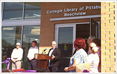 Senator Fontana participated in the ribbon cutting ceremony at the renovated Beechview branch of the Carnegie Library on Saturday, July 18th and spoke at a Preview Reception at the library on Thursday, July 16th.