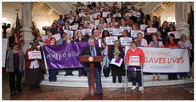 Senator Fontana was joined by nurses from around Pennsylvania on May 10 for a press conference in the Capitol Rotunda on his Senate Bill 1081 (SB 1081) that would improve staffing and the quality of care at Pennsylvania?s hospitals.