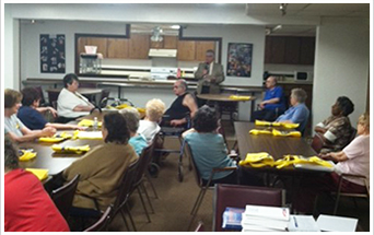 Senator Fontana visited with seniors at St. Justin Plaza on Mt. Washington yesterday.