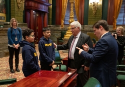October 17, 2023: Senator Fontana was thrilled to meet and speak with students from the Western PA School for the Deaf last week in Harrisburg. Senator Fontana is pictured with Josue Guzman and Adiel Rios, students who reside in the 42nd senatorial district.