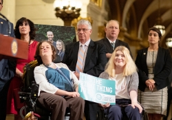 June 5, 2019: Senator Fontana joins Senator Maria Collett  and Senator Dan Laughlin at a press conference  to introduce legislation, “The Family Care Act,” to establish a statewide Family and Medical Leave Insurance Program.