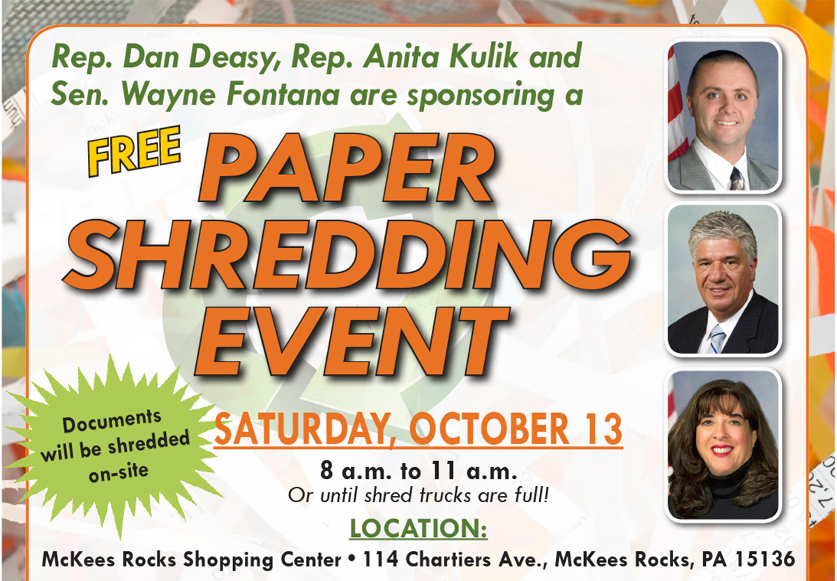 Shredding Event October 13 State Senator Wayne Fontana